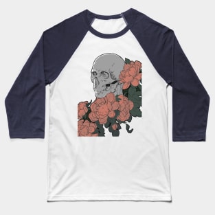 Skull and flowers Baseball T-Shirt